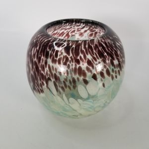 Tortoise vase Art glass round  handblown colorful and beautiful details